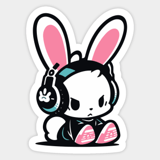 Cool Bunny - Gamer Clothing - Pink and Turquoise Sticker